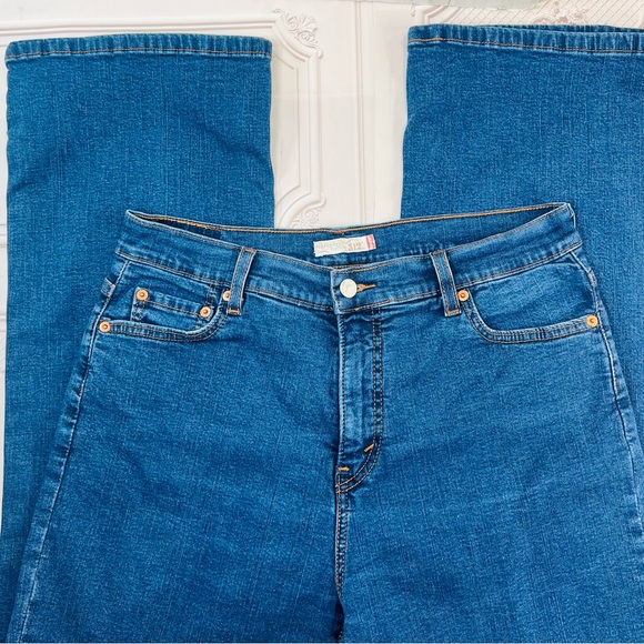 Vintage Levis 512 Perfectly Slimming Wide leg Womens Blue Denim Jeans size 14 - Picture 3 of 11